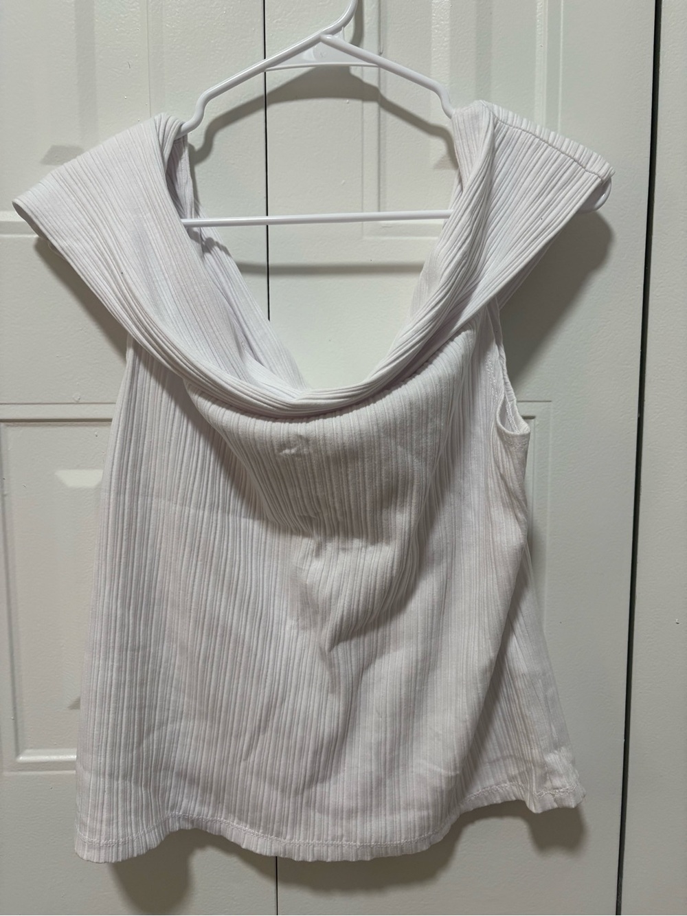 Madewell Ribbed Off-the-Shoulder Top in Eyelet White Size XL NWT